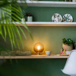 QAZQA Tischlampen|Wohnzimmerlampen*Art Deco Tischlampe Messing mit Rauchglas - Pallon