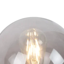 QAZQA Tischlampen|Wohnzimmerlampen*Art Deco Tischlampe Messing mit Rauchglas - Pallon