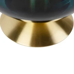 QAZQA Tischlampen|Wohnzimmerlampen*Art Deco Tischlampe Messing mit blauem Glas - Pallon