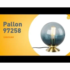 QAZQA Tischlampen|Wohnzimmerlampen*Art Deco Tischlampe Messing mit blauem Glas - Pallon