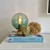 QAZQA Tischlampen|Wohnzimmerlampen*Art Deco Tischlampe Messing mit grünem Glas - Pallon
