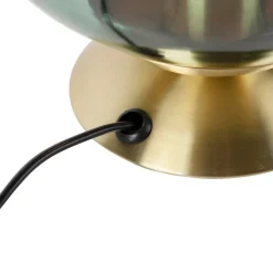 QAZQA Tischlampen|Wohnzimmerlampen*Art Deco Tischlampe Messing mit grünem Glas - Pallon
