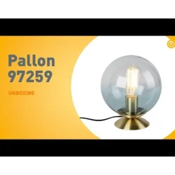 QAZQA Lampen Für Dein Homeoffice|Tischlampen*Art Deco Tischlampe Messing mit blauem Glas - Pallon