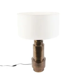 QAZQA Tischlampen|Wohnzimmerlampen*Art Deco Tischlampe mit Schirm weiß 50 cm - Bruut