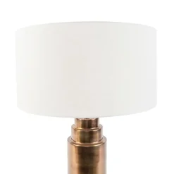 QAZQA Tischlampen|Wohnzimmerlampen*Art Deco Tischlampe mit Schirm weiß 50 cm - Bruut