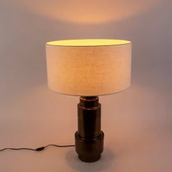 QAZQA Tischlampen|Wohnzimmerlampen*Art Deco Tischlampe mit Schirm weiß 50 cm - Bruut