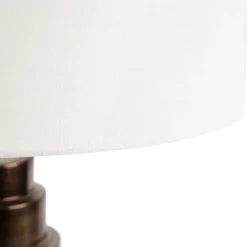 QAZQA Tischlampen|Wohnzimmerlampen*Art Deco Tischlampe mit Schirm weiß 50 cm - Bruut