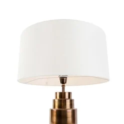 QAZQA Tischlampen|Wohnzimmerlampen*Art Deco Tischlampe mit Schirm weiß 50 cm - Bruut