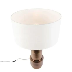 QAZQA Tischlampen|Wohnzimmerlampen*Art Deco Tischlampe mit Schirm weiß 50 cm - Bruut