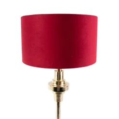 QAZQA Tischlampen|Wohnzimmerlampen*Art Deco Tischlampe mit Veloursschirm rot 35 cm - Diverso
