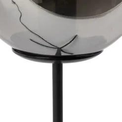 QAZQA Lampen Für Dein Homeoffice|Tischlampen*Art Deco Tischlampe schwarz mit Rauchglas 45,5 cm - Pallon