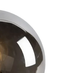 QAZQA Lampen Für Dein Homeoffice|Tischlampen*Art Deco Tischlampe schwarz mit Rauchglas 45,5 cm - Pallon