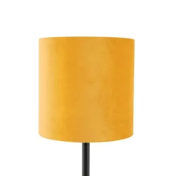 QAZQA Tischlampen|Wohnzimmerlampen*Art Deco Tischlampe schwarz mit gelbem Schirm 25 cm - Simplo