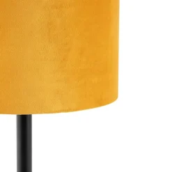 QAZQA Tischlampen|Wohnzimmerlampen*Art Deco Tischlampe schwarz mit gelbem Schirm 25 cm - Simplo
