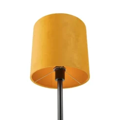 QAZQA Tischlampen|Wohnzimmerlampen*Art Deco Tischlampe schwarz mit gelbem Schirm 25 cm - Simplo