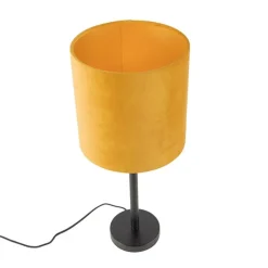 QAZQA Tischlampen|Wohnzimmerlampen*Art Deco Tischlampe schwarz mit gelbem Schirm 25 cm - Simplo