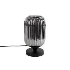 QAZQA Küchenlampen|Tischlampen*Art Deco Tischlampe schwarz mit Rauchglas - Banci