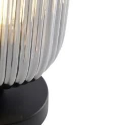 QAZQA Küchenlampen|Tischlampen*Art Deco Tischlampe schwarz mit Rauchglas - Banci