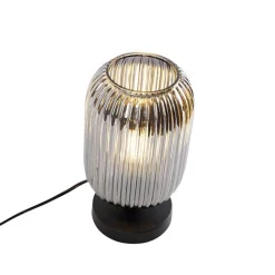 QAZQA Küchenlampen|Tischlampen*Art Deco Tischlampe schwarz mit Rauchglas - Banci