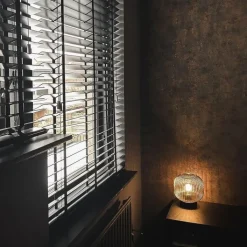 QAZQA Tischlampen|Wohnzimmerlampen*Art Deco Tischlampe schwarz mit Rauchglas - Karel