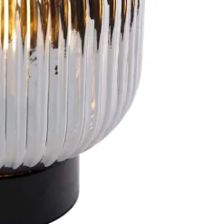 QAZQA Tischlampen|Wohnzimmerlampen*Art Deco Tischlampe schwarz mit Rauchglas - Karel