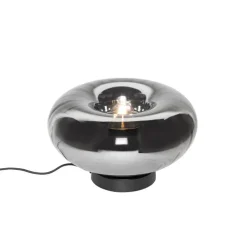 QAZQA Tischlampen|Wohnzimmerlampen*Art Deco Tischlampe schwarz mit Rauchglas - Ayesha
