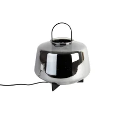 QAZQA Tischlampen|Wohnzimmerlampen*Art Deco Tischlampe schwarz mit Rauchglas 30 cm - Kevin