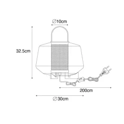 QAZQA Tischlampen|Wohnzimmerlampen*Art Deco Tischlampe schwarz mit Rauchglas 30 cm - Kevin