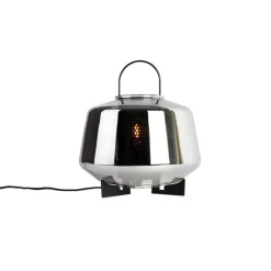 QAZQA Tischlampen|Wohnzimmerlampen*Art Deco Tischlampe schwarz mit Rauchglas 30 cm - Kevin