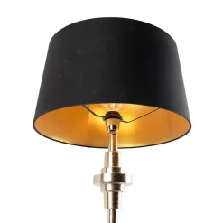 QAZQA Tischlampen|Wohnzimmerlampen*Art Deco Tischlampe schwarz mit Baumwollschirm schwarz 45 cm - Diverso