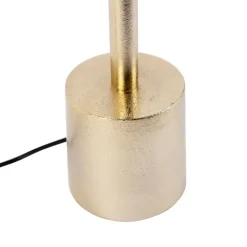 QAZQA Tischlampen|Wohnzimmerlampen*Art Deco Tischlampe schwarz mit Baumwollschirm schwarz 45 cm - Diverso