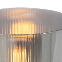 QAZQA Tischlampen|Wohnzimmerlampen*Art Deco Tischlampe schwarz mit Rauchglas - Laura