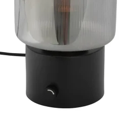 QAZQA Tischlampen|Wohnzimmerlampen*Art Deco Tischlampe schwarz mit Rauchglas - Laura