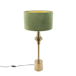 QAZQA Tischlampen|Wohnzimmerlampen*Art Deco Tischleuchte mit Veloursschirm grün 35 cm - Diverso