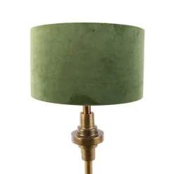QAZQA Tischlampen|Wohnzimmerlampen*Art Deco Tischleuchte mit Veloursschirm grün 35 cm - Diverso