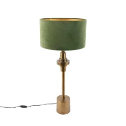 QAZQA Tischlampen|Wohnzimmerlampen*Art Deco Tischleuchte mit Veloursschirm grün 35 cm - Diverso