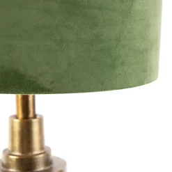 QAZQA Tischlampen|Wohnzimmerlampen*Art Deco Tischleuchte mit Veloursschirm grün 35 cm - Diverso