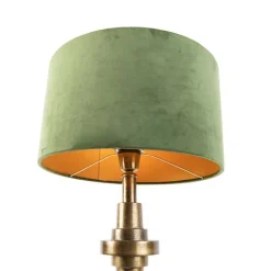 QAZQA Tischlampen|Wohnzimmerlampen*Art Deco Tischleuchte mit Veloursschirm grün 35 cm - Diverso