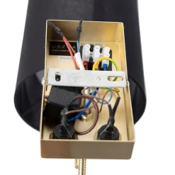 QAZQA Wandleuchten|Wohnzimmerlampen*Art Deco Wandlampe Gold mit schwarzem Baumwollschirm - Stacca