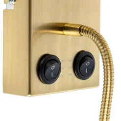 QAZQA Wandleuchten|Wohnzimmerlampen*Art Deco Wandlampe Gold mit schwarzem Baumwollschirm - Stacca