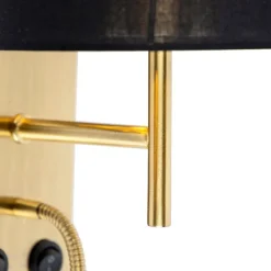 QAZQA Wandleuchten|Wohnzimmerlampen*Art Deco Wandlampe Gold mit schwarzem Baumwollschirm - Stacca