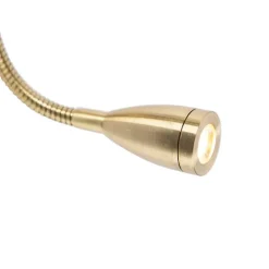 QAZQA Wandleuchten|Wohnzimmerlampen*Art Deco Wandlampe Gold mit schwarzem Baumwollschirm - Stacca