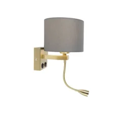 QAZQA Schlafzimmerlampen|Küchenlampen*Art Deco Wandlampe Gold mit grauem Schirm - Brescia