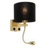 QAZQA Wandleuchten|Wohnzimmerlampen*Art Deco Wandlampe Gold mit USB und schwarzem Schirm - Brescia