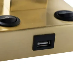 QAZQA Wandleuchten|Wohnzimmerlampen*Art Deco Wandlampe Gold mit USB und schwarzem Schirm - Brescia