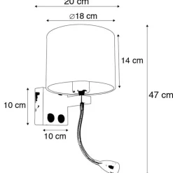 QAZQA Wandleuchten|Wohnzimmerlampen*Art Deco Wandlampe Gold mit USB und schwarzem Schirm - Brescia