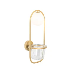 QAZQA Schlafzimmerlampen|Küchenlampen*Art Deco Wandlampe Gold mit weißem Glas - Isabella