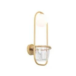 QAZQA Schlafzimmerlampen|Küchenlampen*Art Deco Wandlampe Gold mit weißem Glas - Isabella