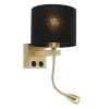 QAZQA Wandleuchten|Wohnzimmerlampen*Art Deco Wandlampe Gold mit schwarzem Schirm - Brescia