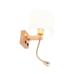 QAZQA Wandleuchten|Wohnzimmerlampen*Art Deco Wandlampe Kupfer mit weißem Schirm - Brescia